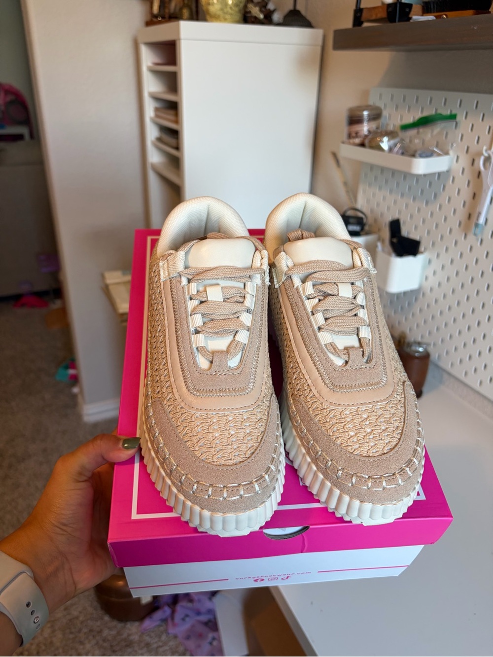 Corkys Beige Woven Platform Sneakers